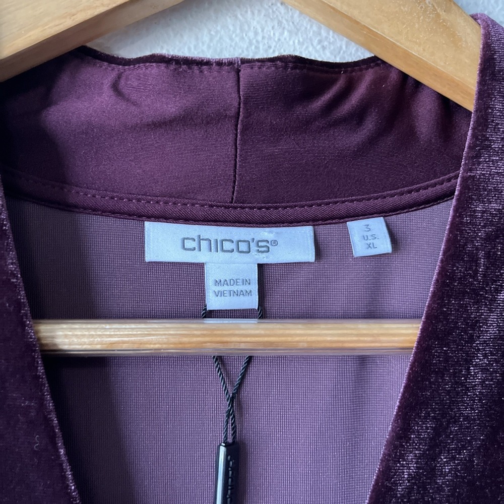 Chico's Velvet Art Deco Burnout Sheer V Neck Blouse Fairy Holiday US XL/3 New - Picture 5 of 9